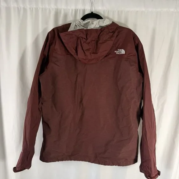 North Face Dryvent Jacket Men's Medium Burgundy Red Full Zip Hooded Zip Pits - Picture 7 of 11